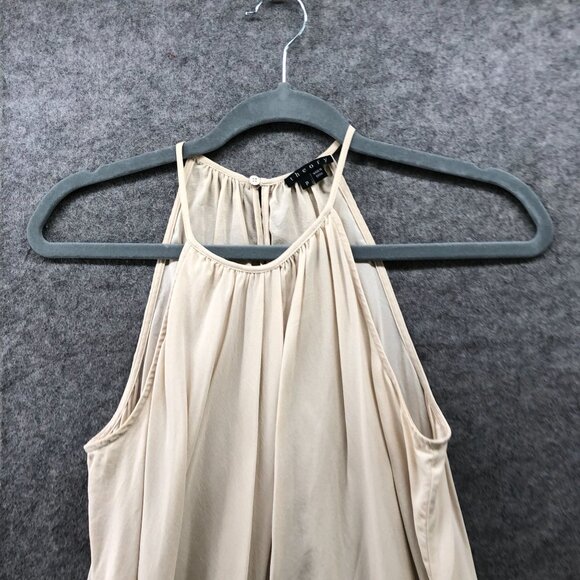 Theory Terabi Silk Halter Top Womens P (SP) Beige Drape Sleeveless Tunic Cami - Picture 3 of 11